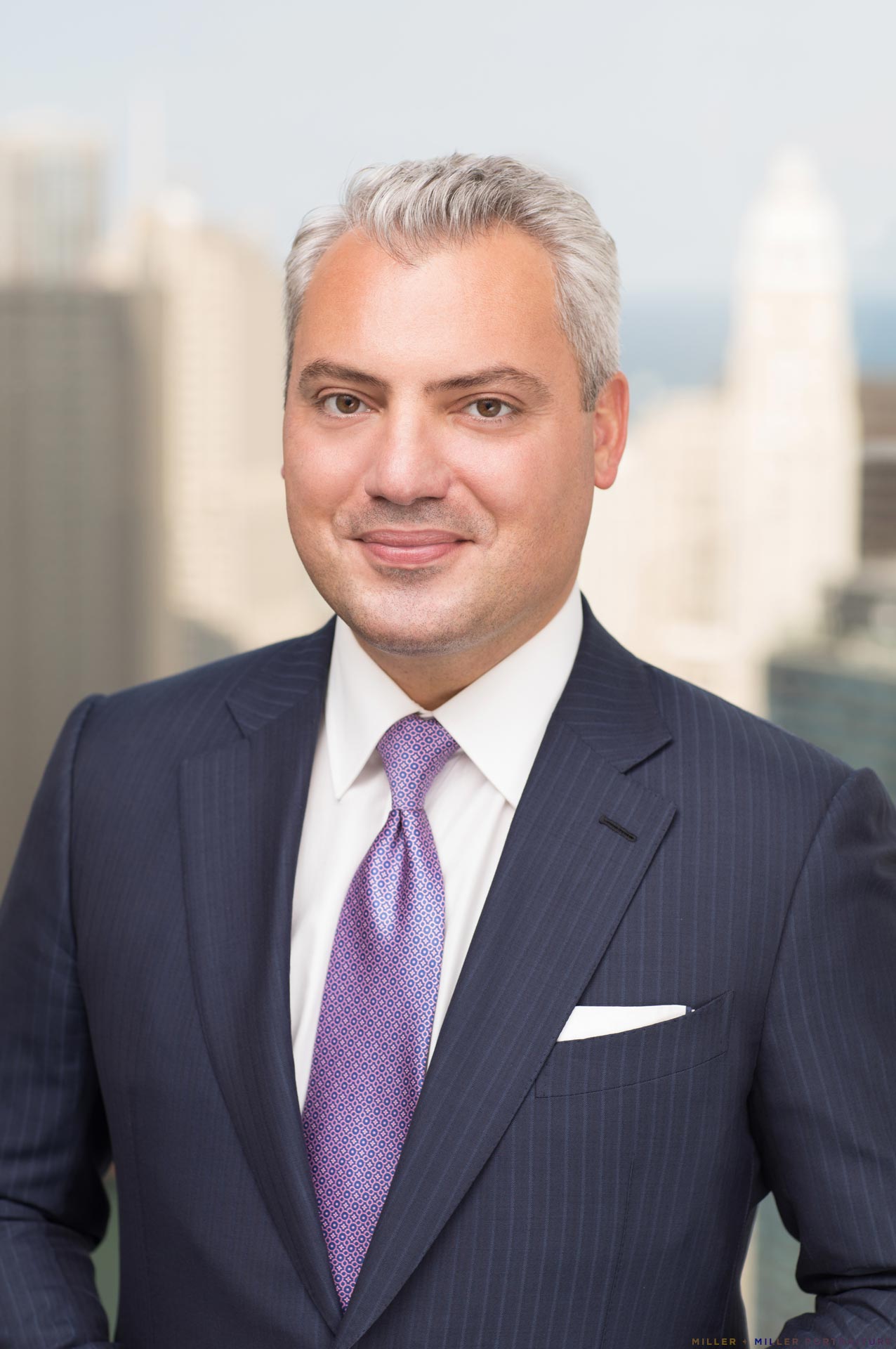 Chicago skyline backdrop portrait